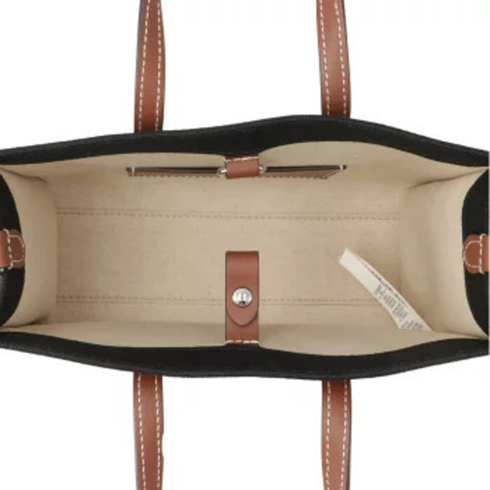 Burberry tote bag two tone canvas leather Freya shoulder black - Picture 6 of 8